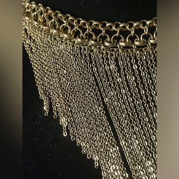 Vtg Gold Tone, Tassel Chain Bib Necklace - Picture 2 of 2